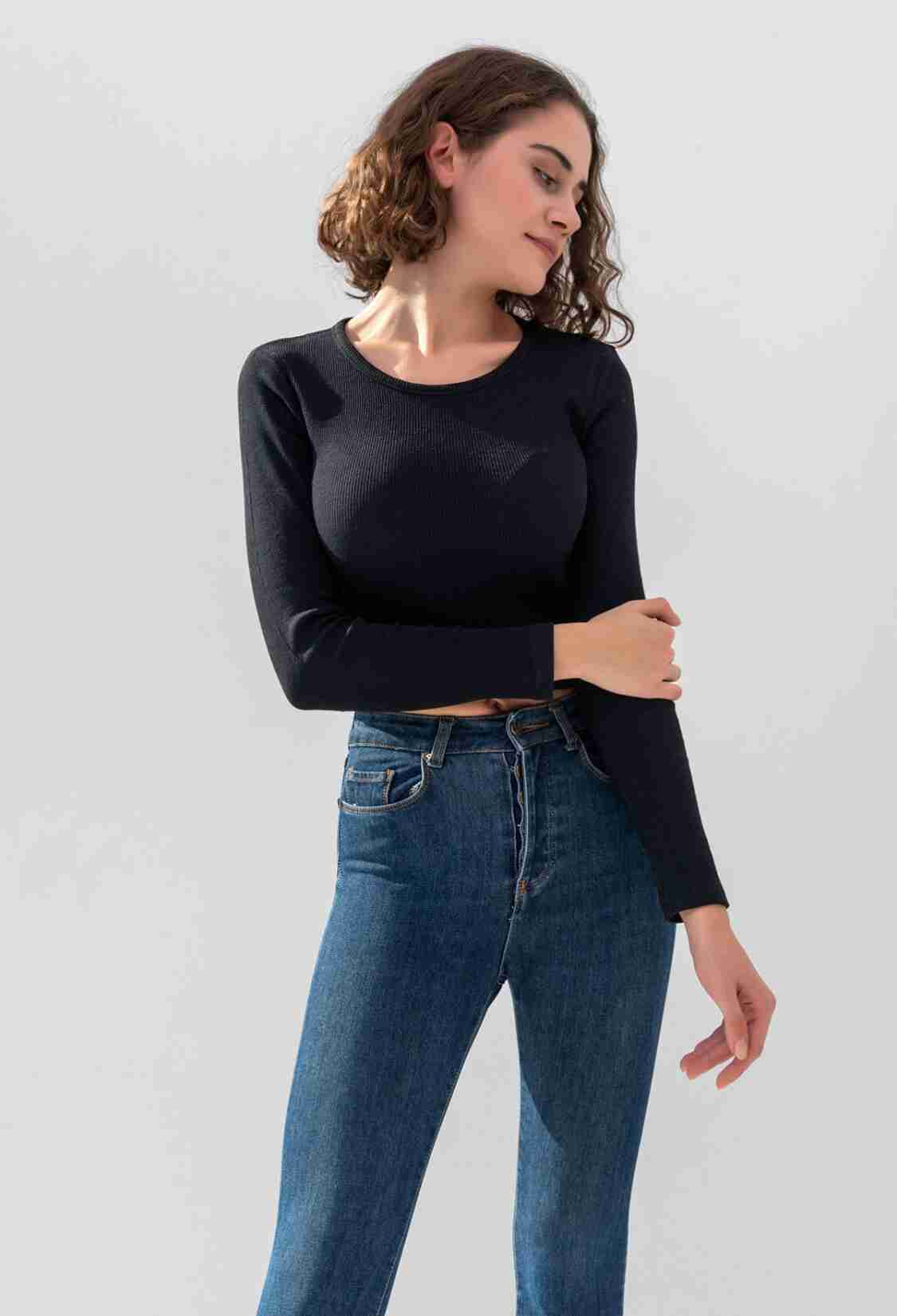 Long Sleeve Corduroy Blouse Crop Knitted T-shirt - Brand: la & vetta - Women & Kids, Baby Clothes Wholesale - TheBS Women