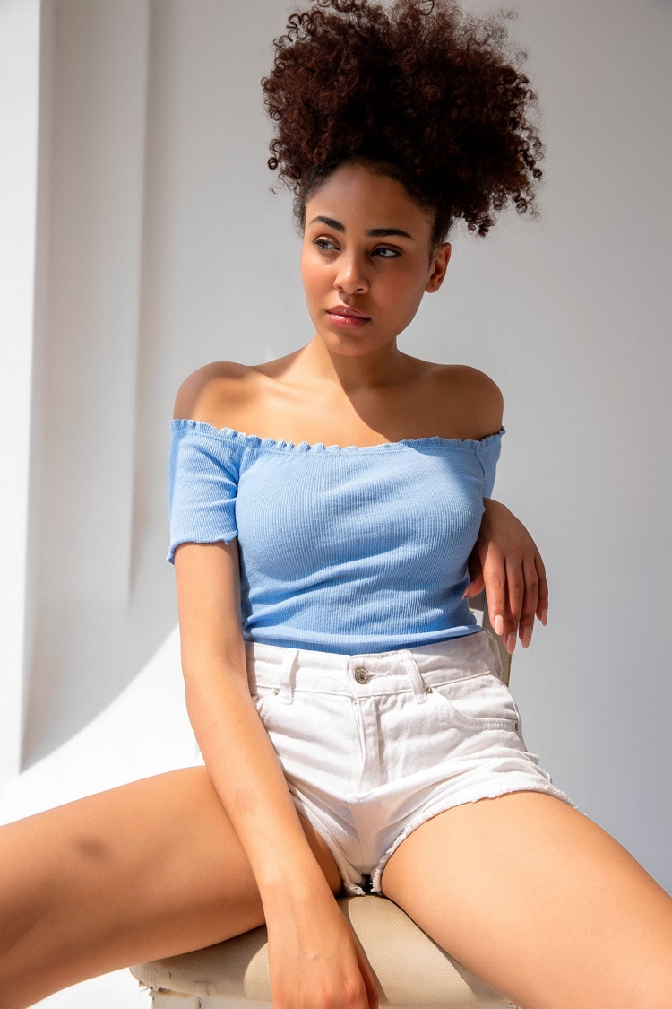 Knitted Carmen Collar Crop Blouse - Brand: la & vetta - Women & Kids, Baby Clothes Wholesale - TheBS Women