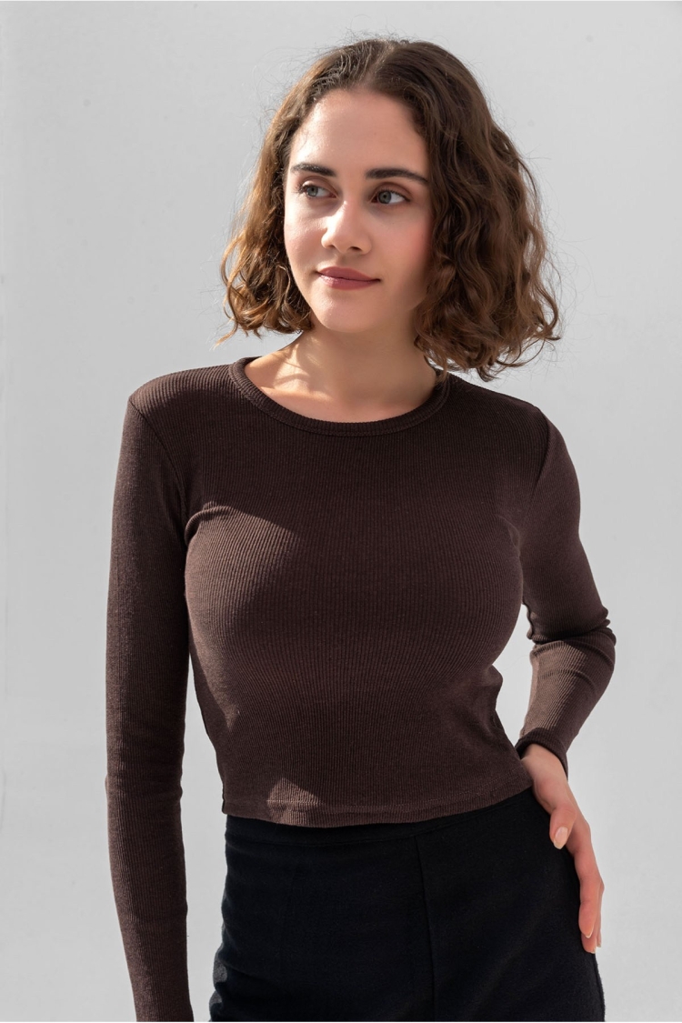 Long Sleeve Corduroy Blouse Crop Knitted T-shirt - Brand: la & vetta - Women & Kids, Baby Clothes Wholesale - TheBS Women