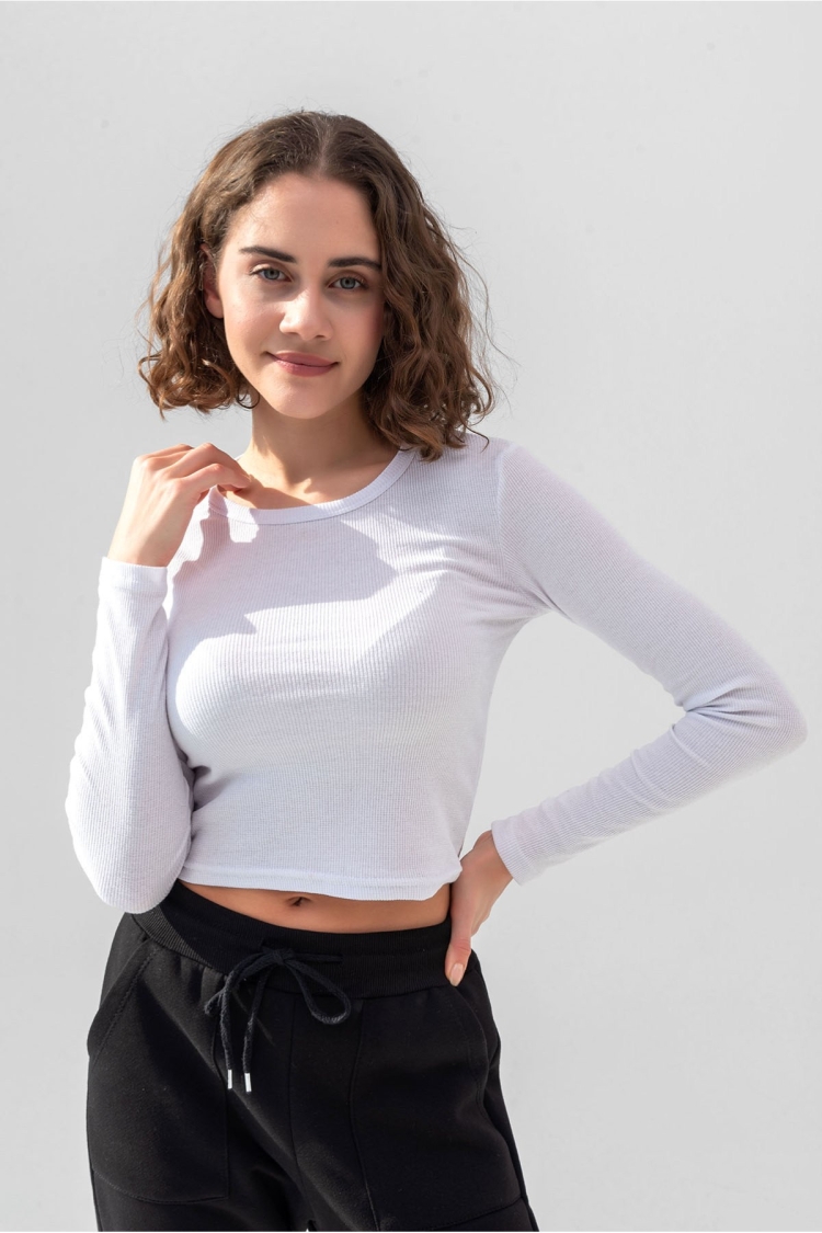 Long Sleeve Corduroy Blouse Crop Knitted T-shirt - Brand: la & vetta - Women & Kids, Baby Clothes Wholesale - TheBS Women