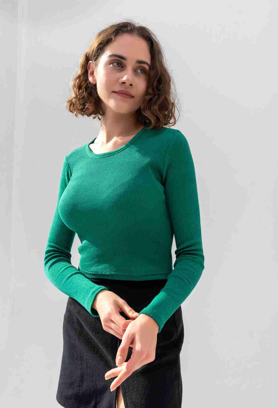 Long Sleeve Corduroy Blouse Crop Knitted T-shirt - Brand: la & vetta - Women & Kids, Baby Clothes Wholesale - TheBS Women