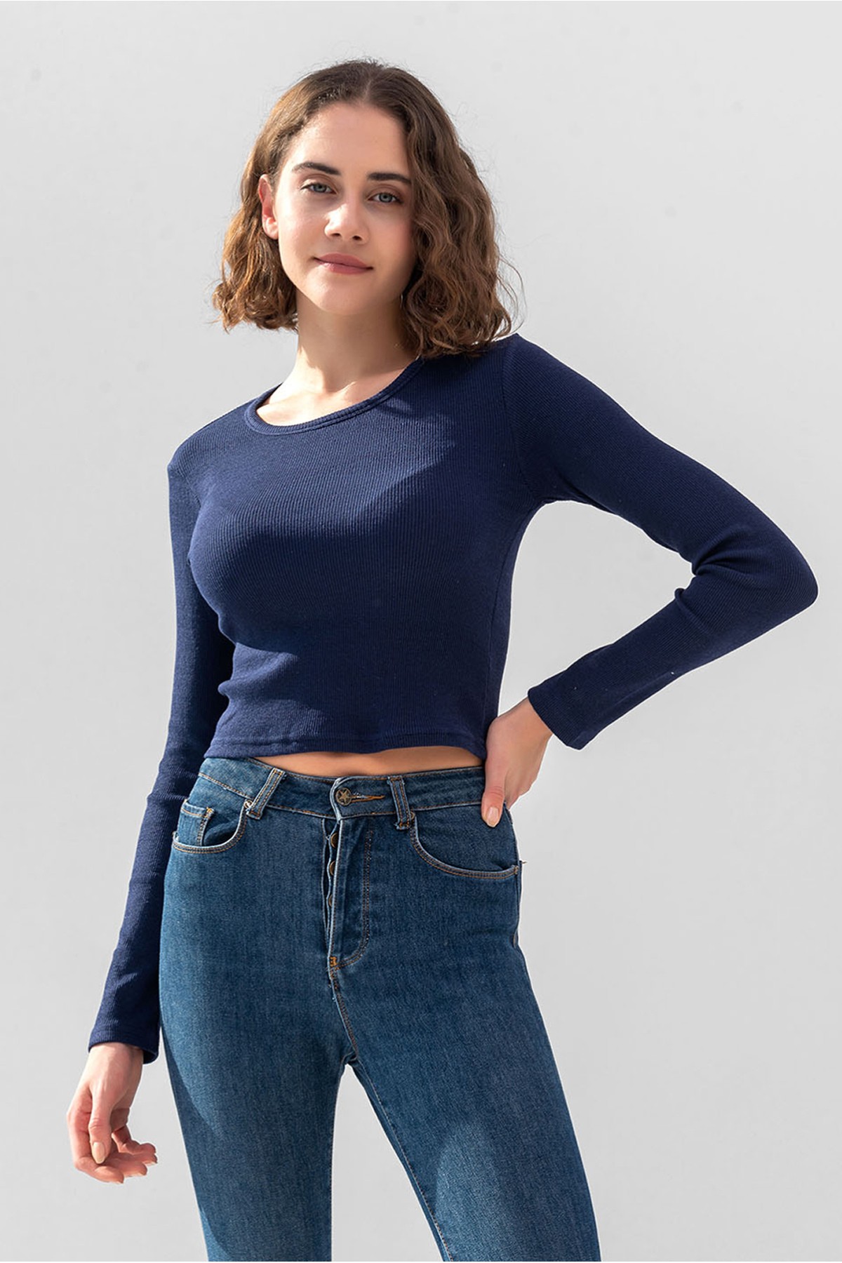Long Sleeve Corduroy Blouse Crop Knitted T-shirt - Brand: la & vetta - Women & Kids, Baby Clothes Wholesale - TheBS Women