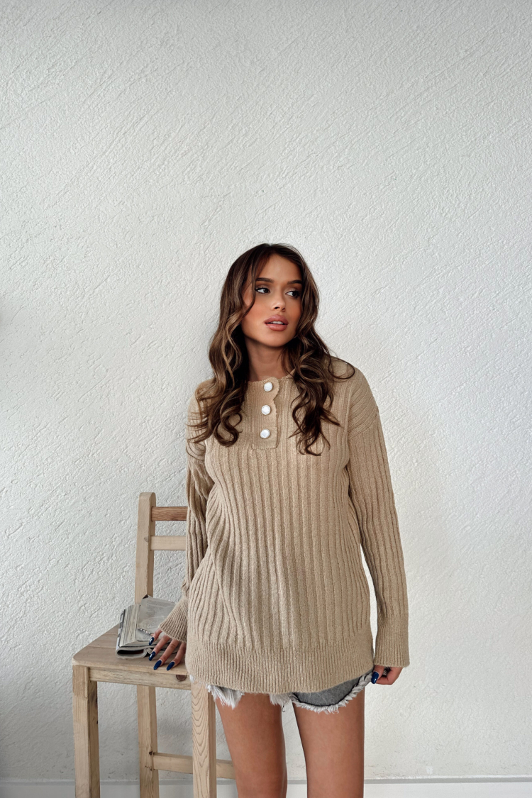 V-Neck Buttoned Sweater - Producer: My Fashion - Wholesale Women Clothes - TheBS Women