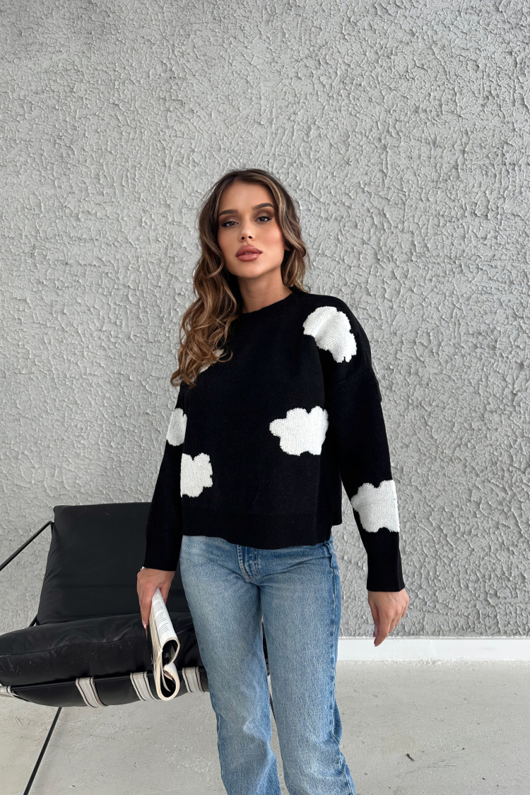 Cloud Embroidered Sweater - Producer: My Fashion - Wholesale Women Clothes - TheBS Women