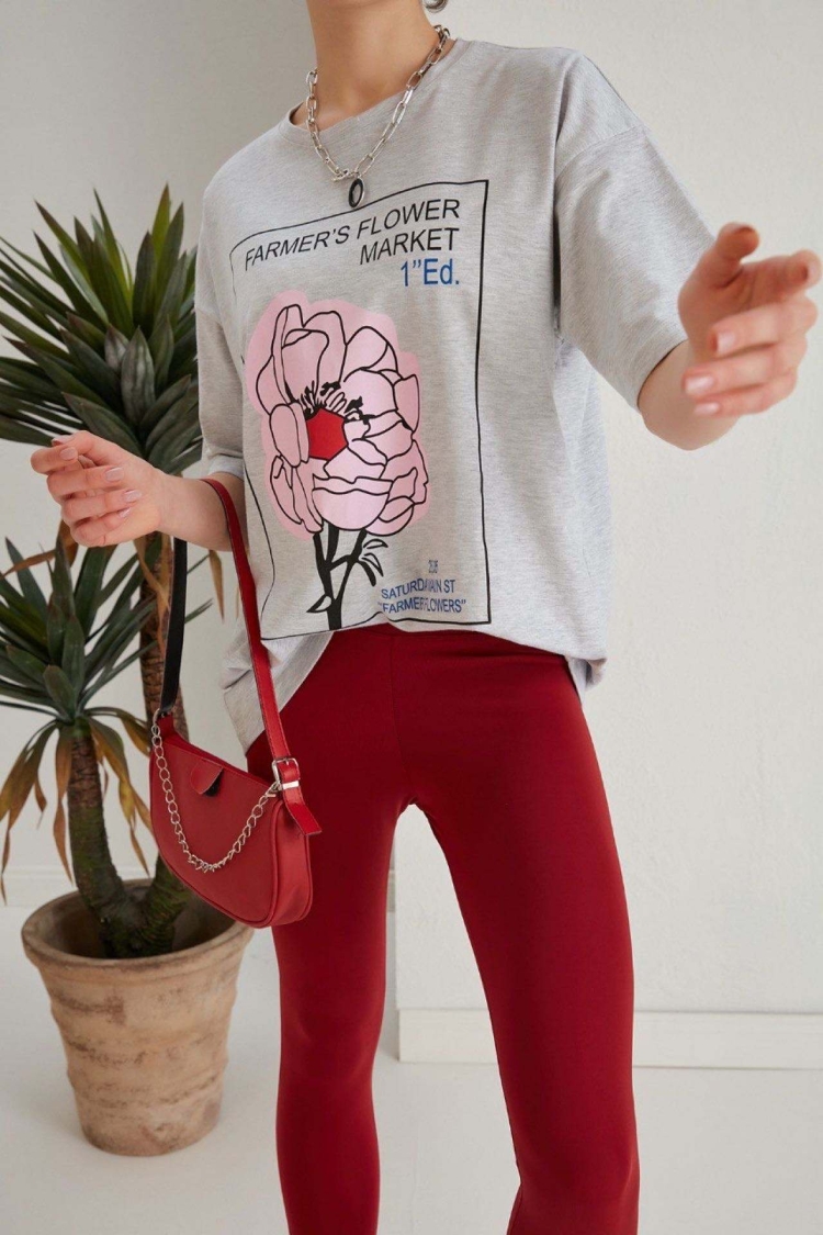 Farmers Print T-shirt - Gray - Producer: My Fashion - Wholesale Women Clothes - TheBS Women