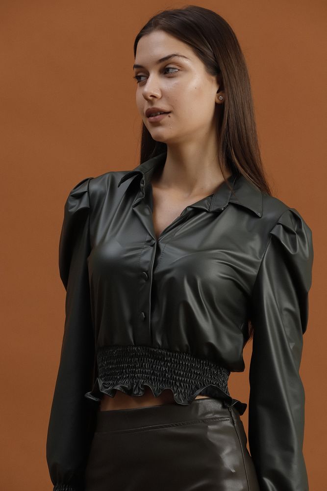Faux Leather Evening Dress Blouse - Producer: Topshow - Wholesale Women Clothes - TheBS Women