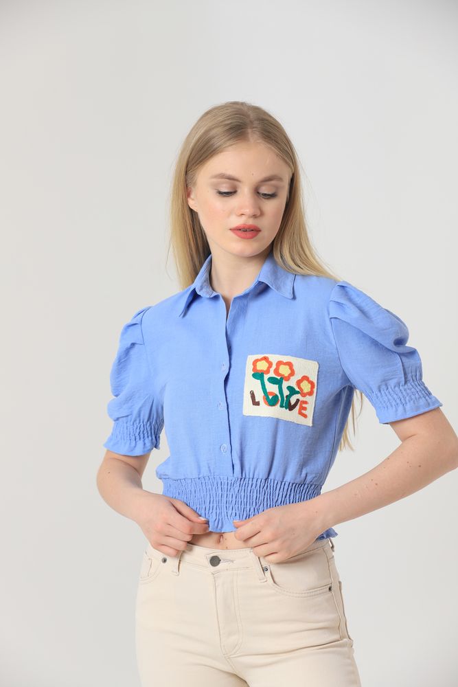 Pocket Embroidered Shirt - Producer: Topshow - Wholesale Women Clothes - TheBS Women
