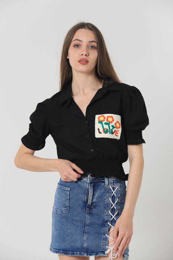Pocket Embroidered Shirt - Producer: Topshow - Wholesale Women Clothes - TheBS Women