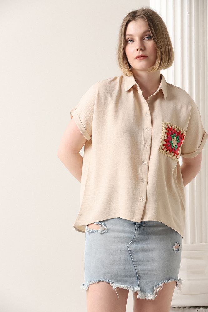 Shirt With Flower Pockets -Color - Producer: Topshow - Wholesale Women Clothes - TheBS Women