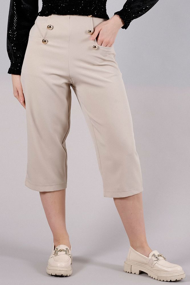 Casual Trousers With Decorative Buttons And Pockets - Light - Producer: Topshow - Wholesale Women Clothes - TheBS Women