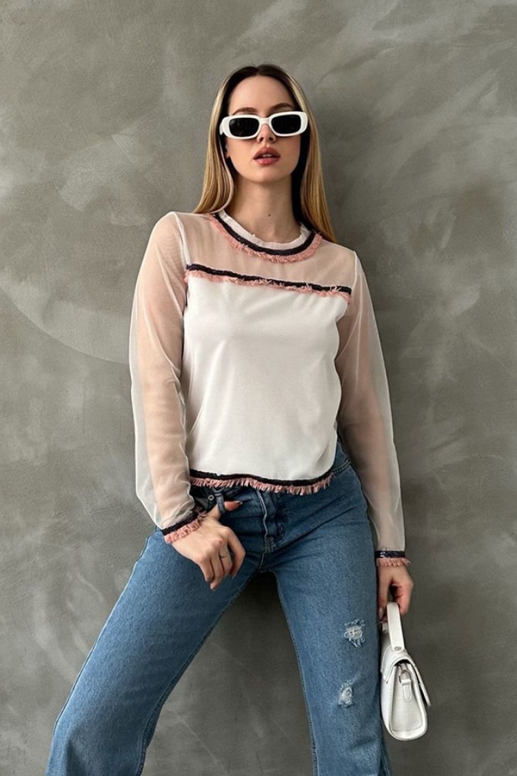 Tulle Detailed Blouse - Producer: Topshow - Wholesale Women Clothes - TheBS Women