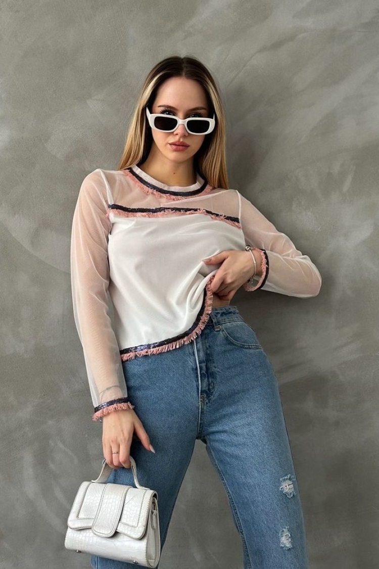 Tulle Detailed Blouse - Producer: Topshow - Wholesale Women Clothes - TheBS Women