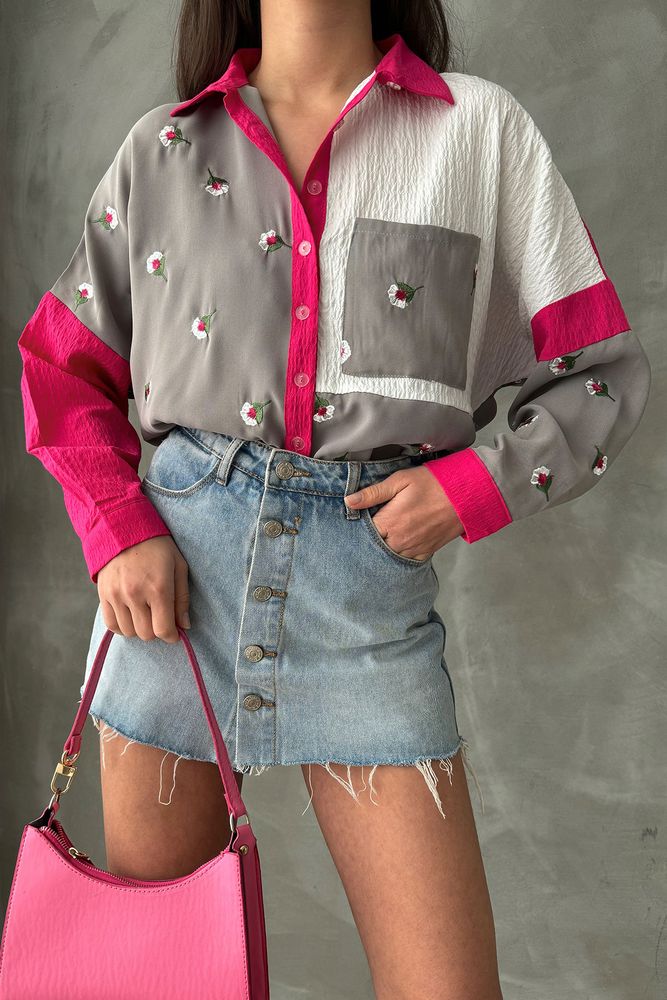 GrayFloral Shirt - Producer: Topshow - Wholesale Women Clothes - TheBS Women