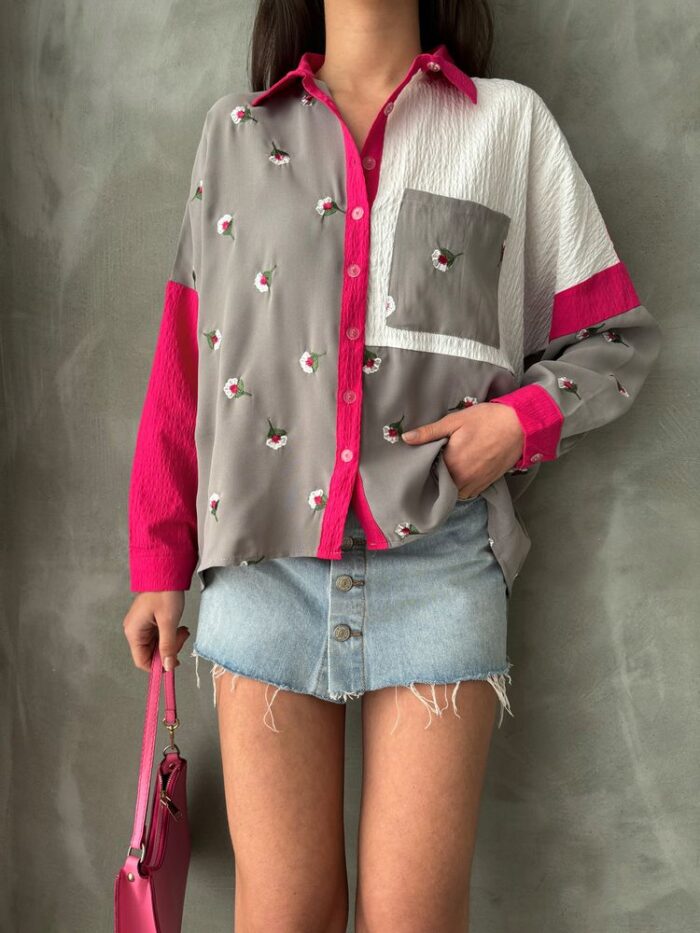 GrayFloral Shirt - Producer: Topshow - Wholesale Women Clothes - TheBS Women