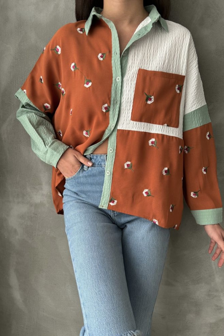 Tile Çağla Floral Shirt - Producer: Topshow - Wholesale Women Clothes - TheBS Women