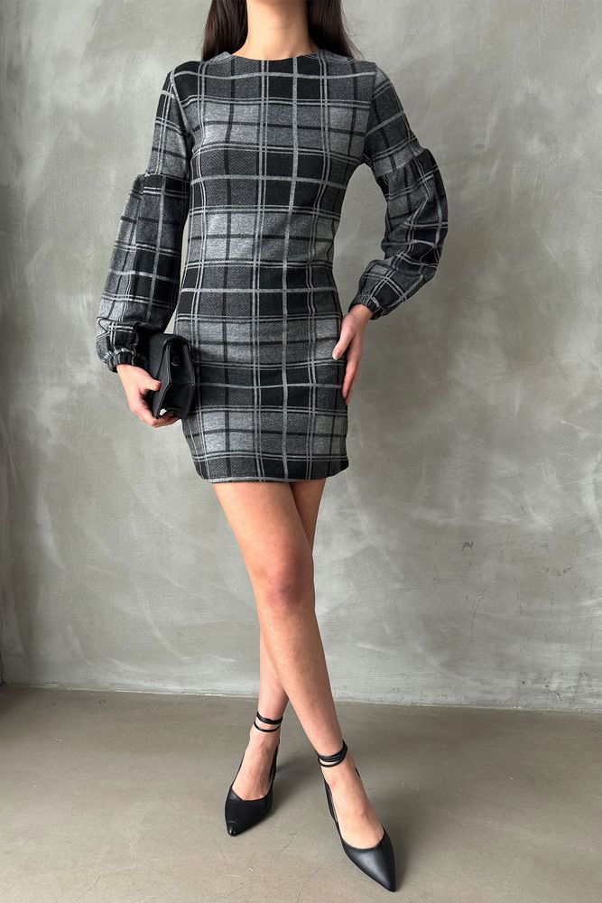 Anthracite Plaid Dress - Producer: Topshow - Wholesale Women Clothes - TheBS Women
