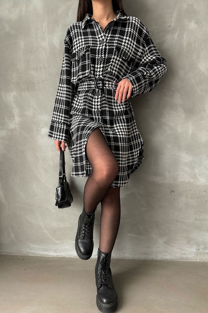 Plaid Houndstooth Plaid Dress - Producer: Topshow - Wholesale Women Clothes - TheBS Women