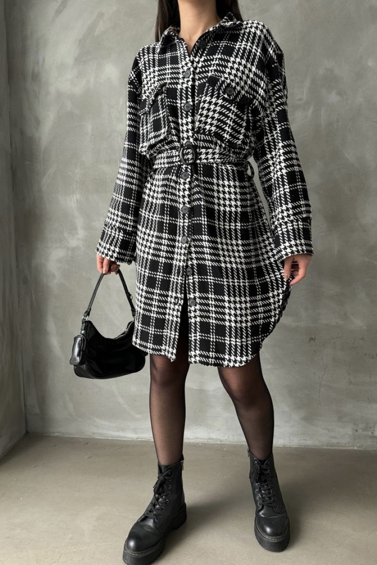 Plaid Houndstooth Plaid Dress - Producer: Topshow - Wholesale Women Clothes - TheBS Women
