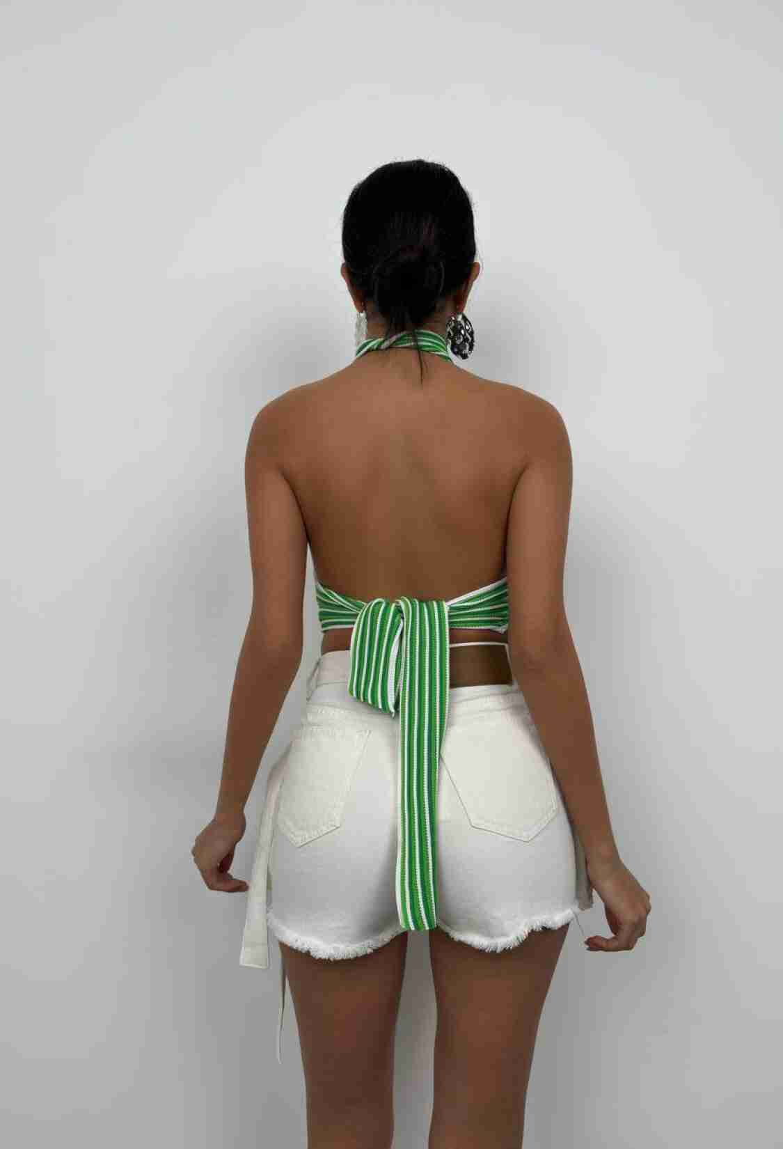 Striped Neck Tie Crop - Brand: Black Fashion - Women & Kids, Baby Clothes Wholesale - TheBS Women