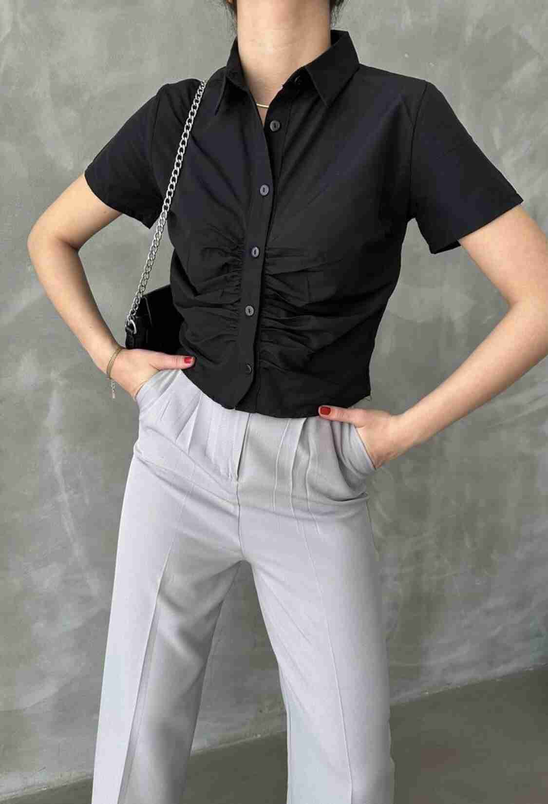 Gimped Gathered Front Blouse - Brand: Topshow - Women & Kids, Baby Clothes Wholesale - TheBS Women