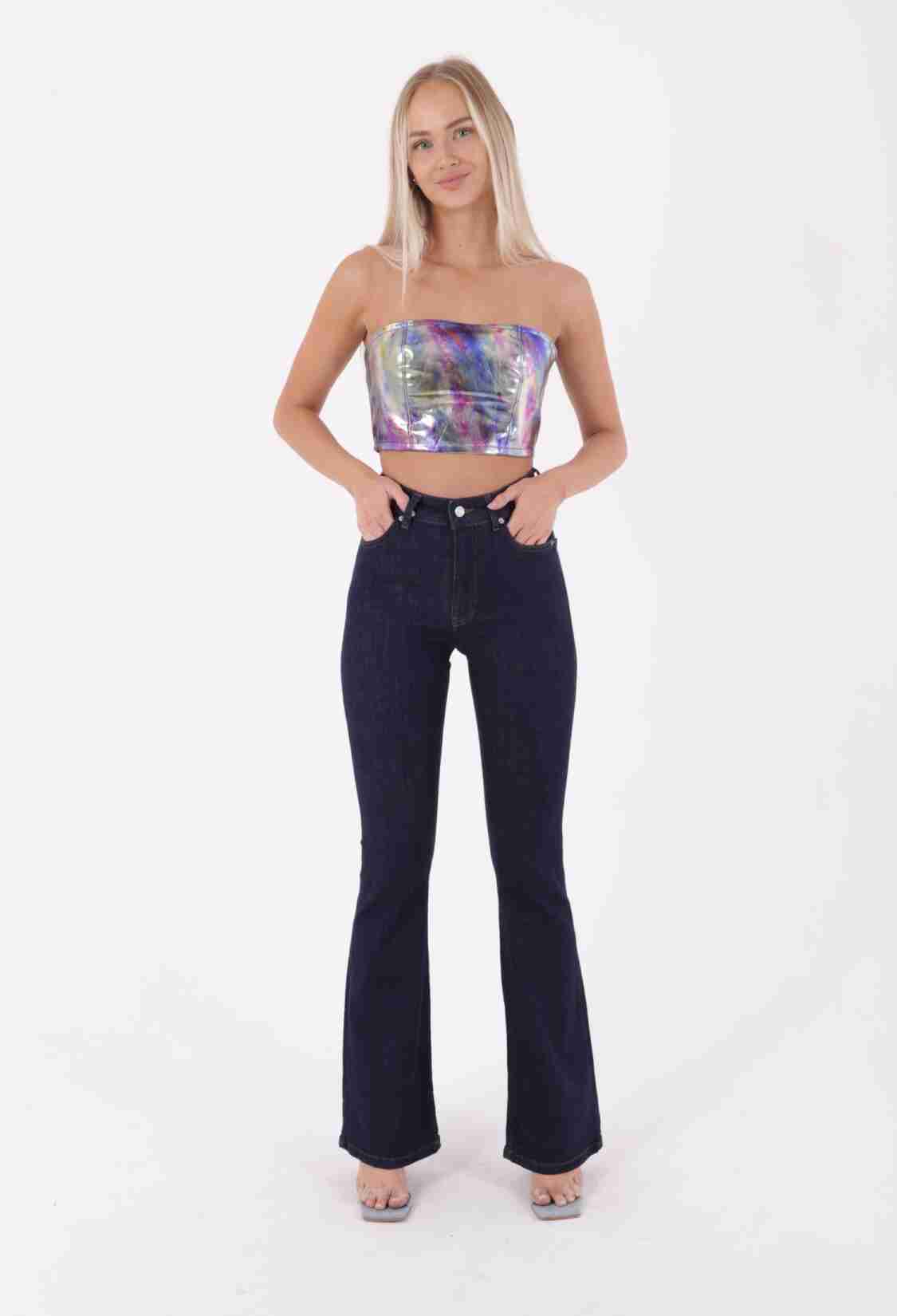 High Waist And Wide Leg Skinny Jean - Navy - Brand: XLove - Women & Kids, Baby Clothes Wholesale - TheBS Women
