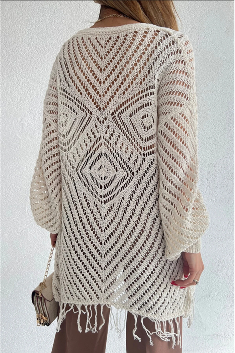 Long Cardigan With Openwork Skirt And Tassels - Brand: Maxi Modena - Women & Kids, Baby Clothes Wholesale - TheBS Women