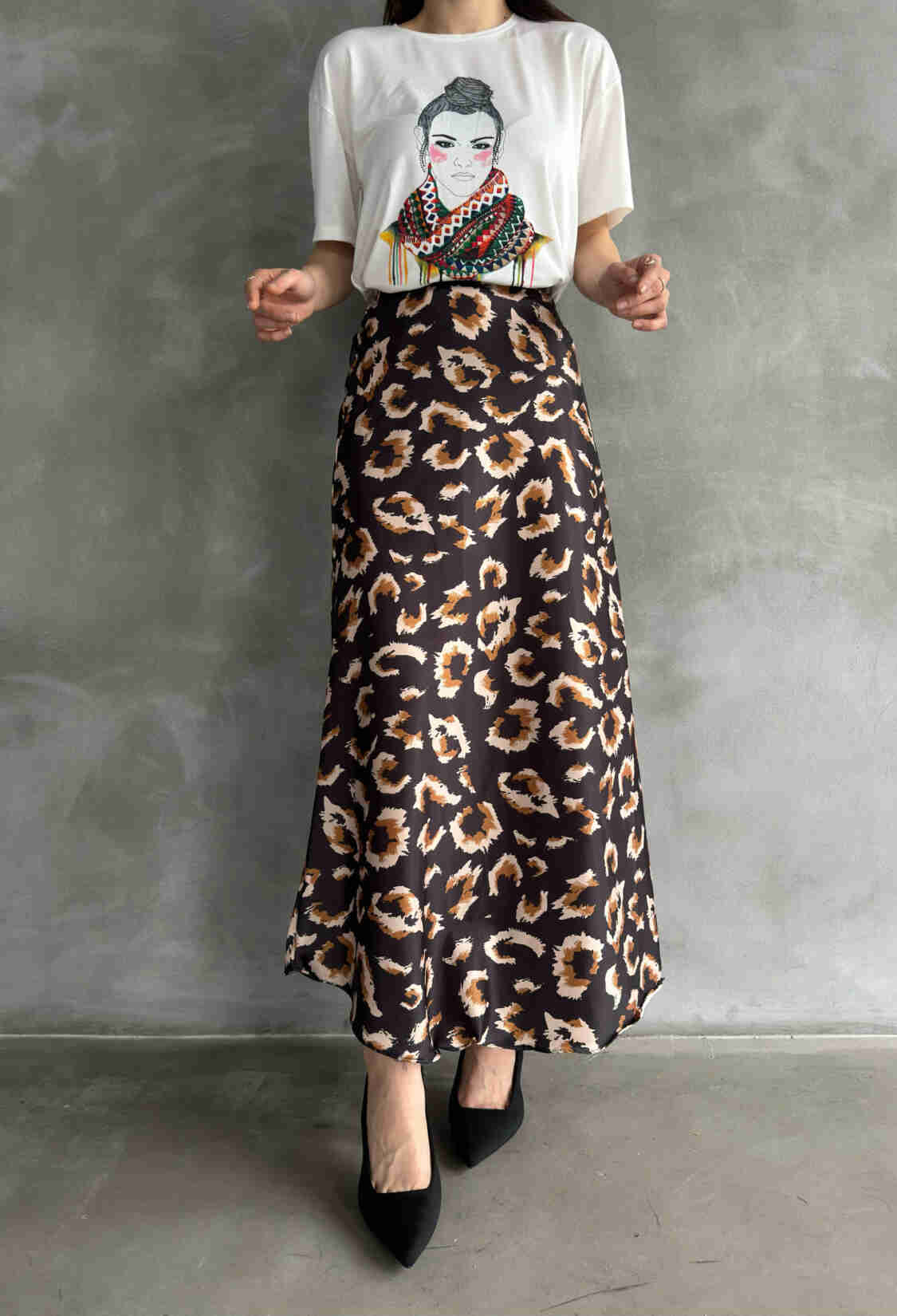 Maxi Length Patterned Satin Skirt - Brand: Fiori - Women & Kids, Baby Clothes Wholesale - TheBS Women