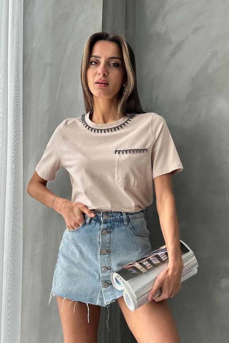 Detailed T-Shirt - Brand: Topshow - Women & Kids, Baby Clothes Wholesale - TheBS Women
