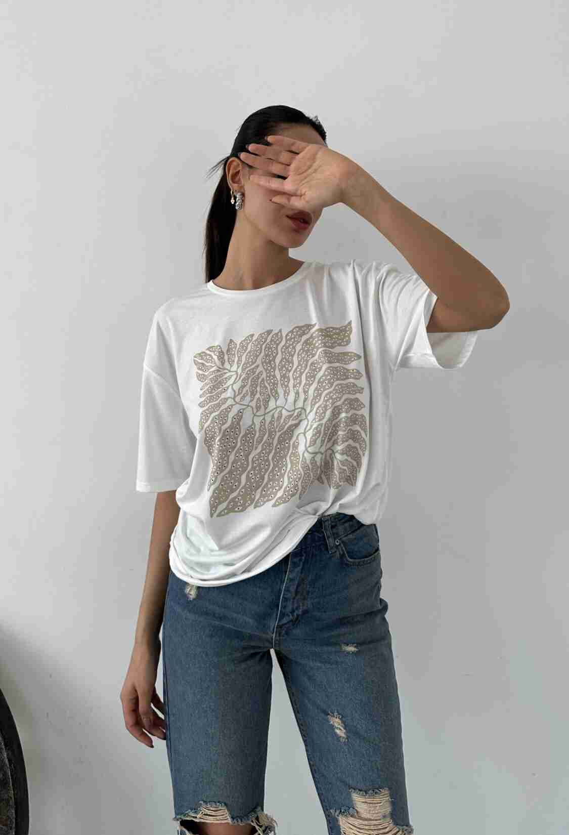 Printed Basic T-shirt - Brand: Fiori - Women & Kids, Baby Clothes Wholesale - TheBS Women
