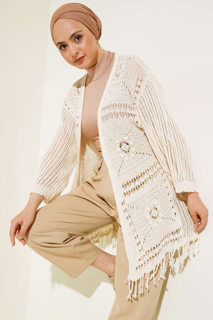 Low Shoulder Knitwear Cardigan With Tassels At The Hem - Brand: Maxi Modena - Women & Kids, Baby Clothes Wholesale - TheBS Women
