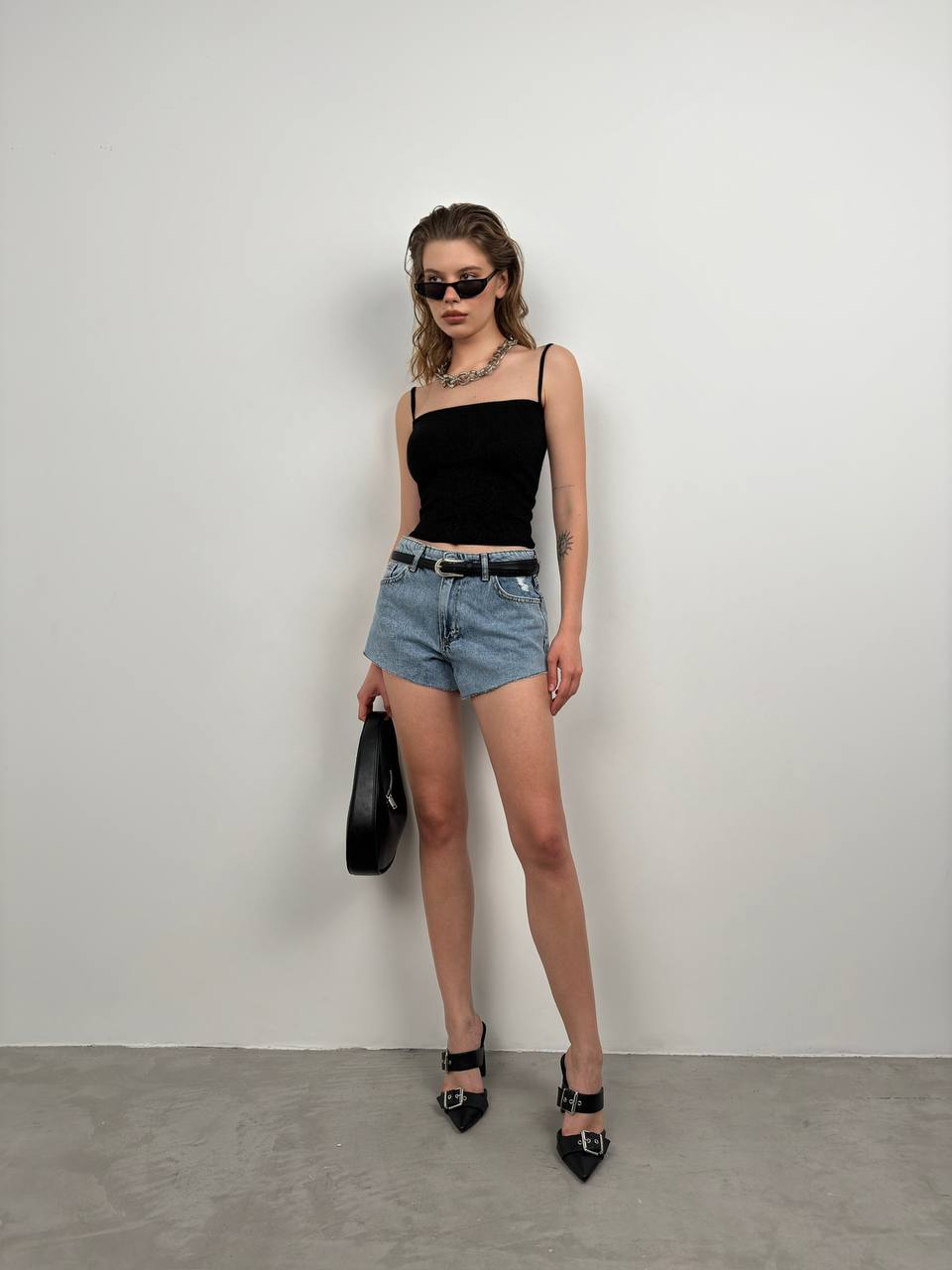 Strap Detail Shiny Knitwear Blouse - Brand: Black Fashion - Women & Kids, Baby Clothes Wholesale - TheBS Women
