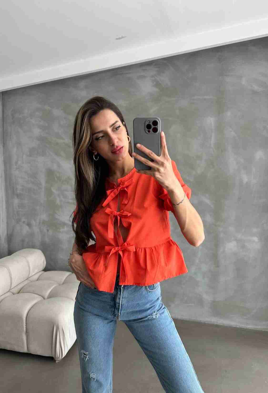 Oranj D 2699 Front Tied Poplin Blouse - Brand: Topshow - Women & Kids, Baby Clothes Wholesale - TheBS Women