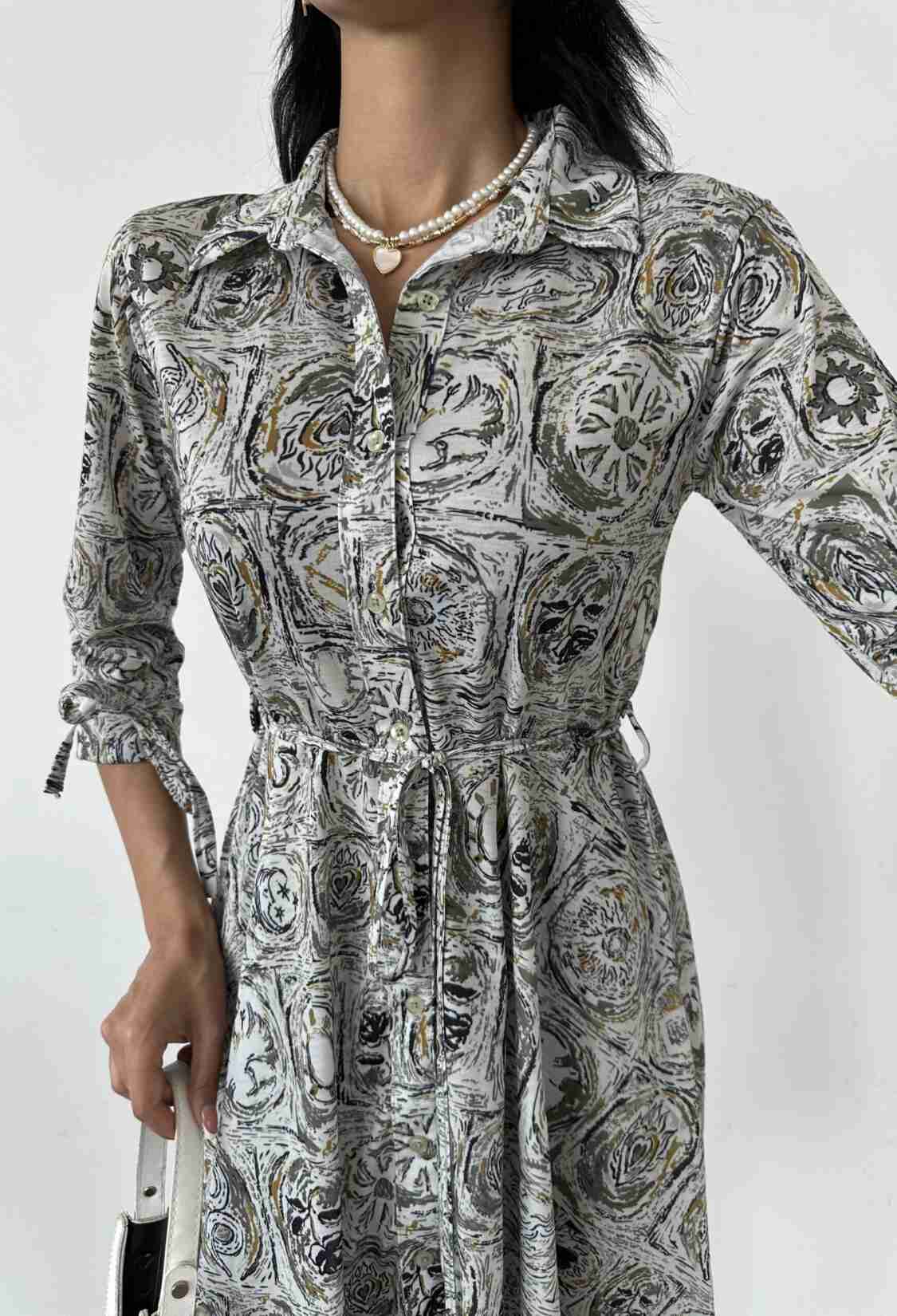 Shawl Pattern Shirt Collar Lace Detailed Buttoned Dress - Brand: Fiori - Women & Kids, Baby Clothes Wholesale - TheBS Women