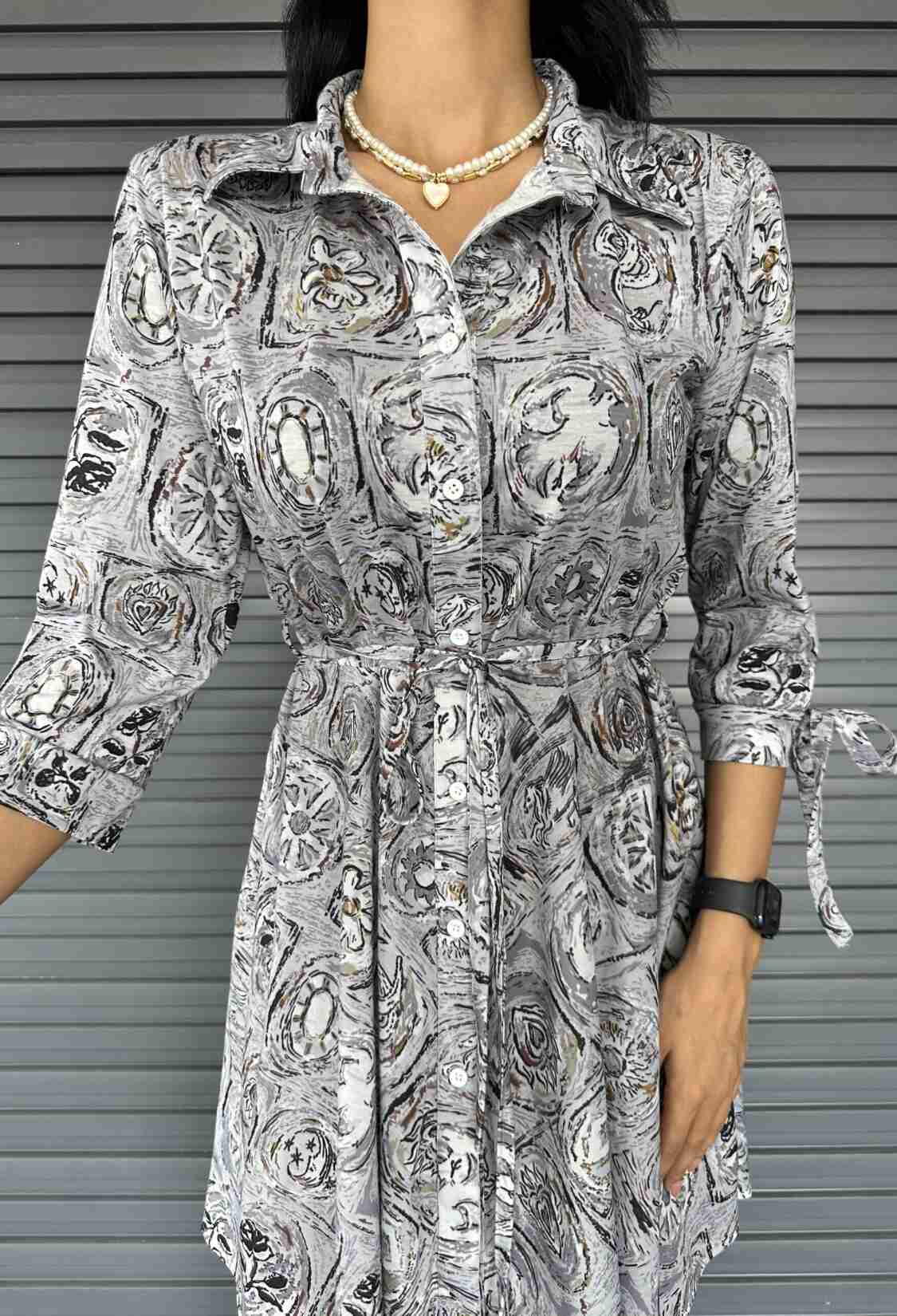 Shawl Pattern Shirt Collar Lace Detailed Buttoned Dress - Brand: Fiori - Women & Kids, Baby Clothes Wholesale - TheBS Women