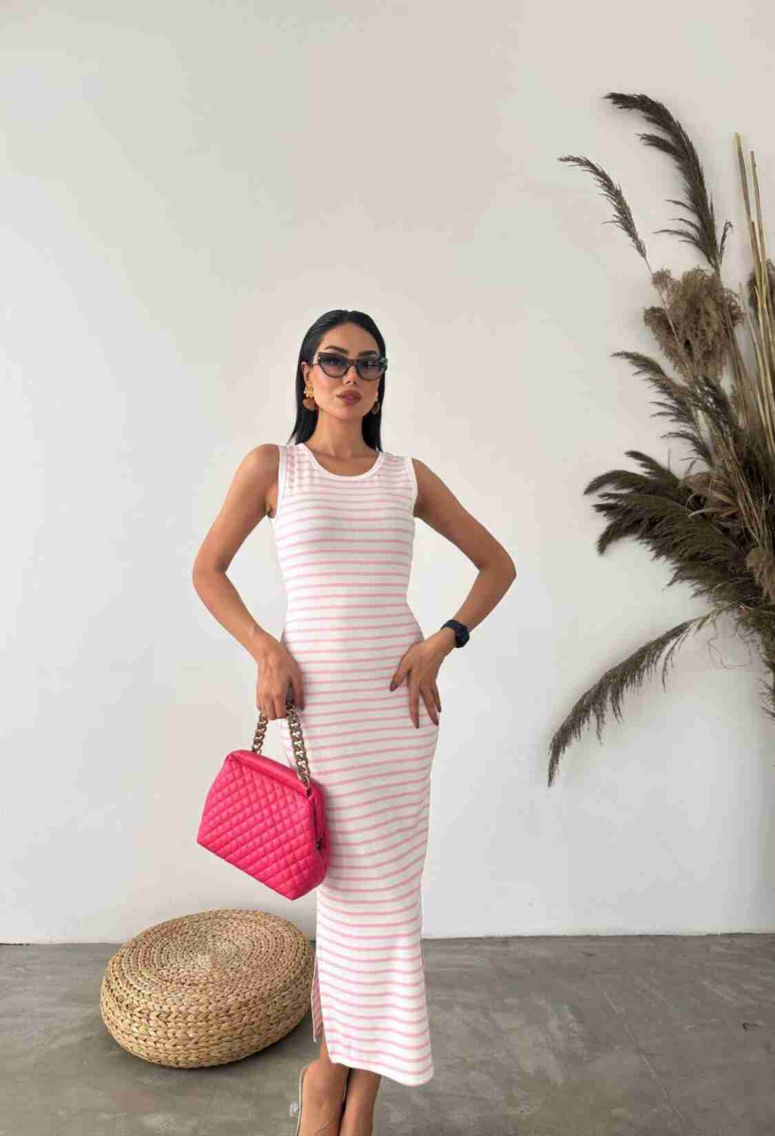 Ottoman Lycra Fabric Striped Dress - Brand: Fiori - Women & Kids, Baby Clothes Wholesale - TheBS Women