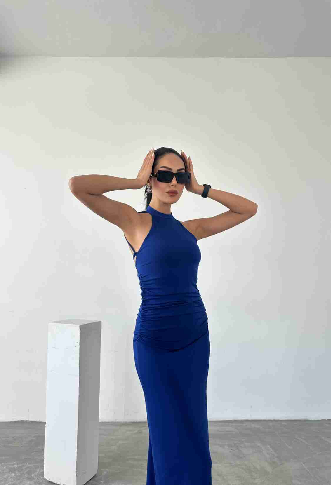 Halter Neckline Gathered Sandy Dress With Lace Detail On The Back - Brand: Fiori - Women & Kids, Baby Clothes Wholesale - TheBS Women