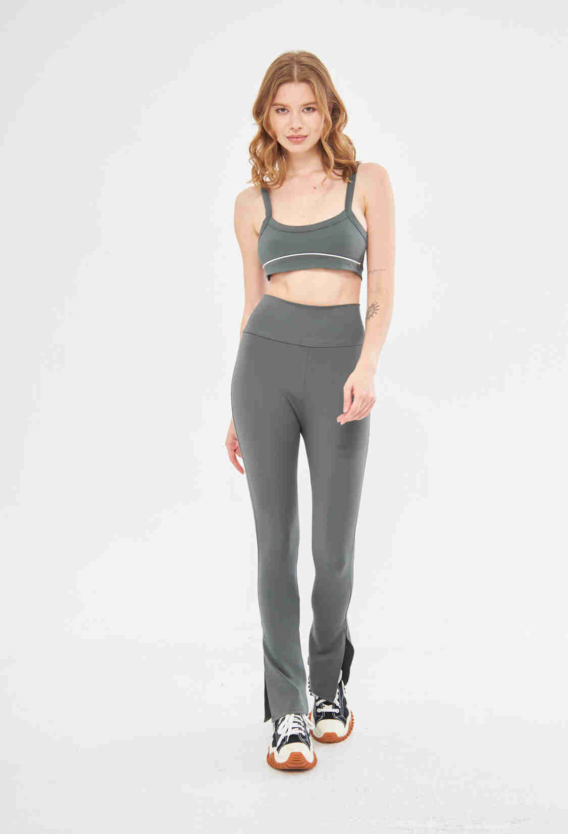 Ally Leggings High Waist With Slits In Green - Brand: Evable - Women & Kids, Baby Clothes Wholesale - TheBS Women