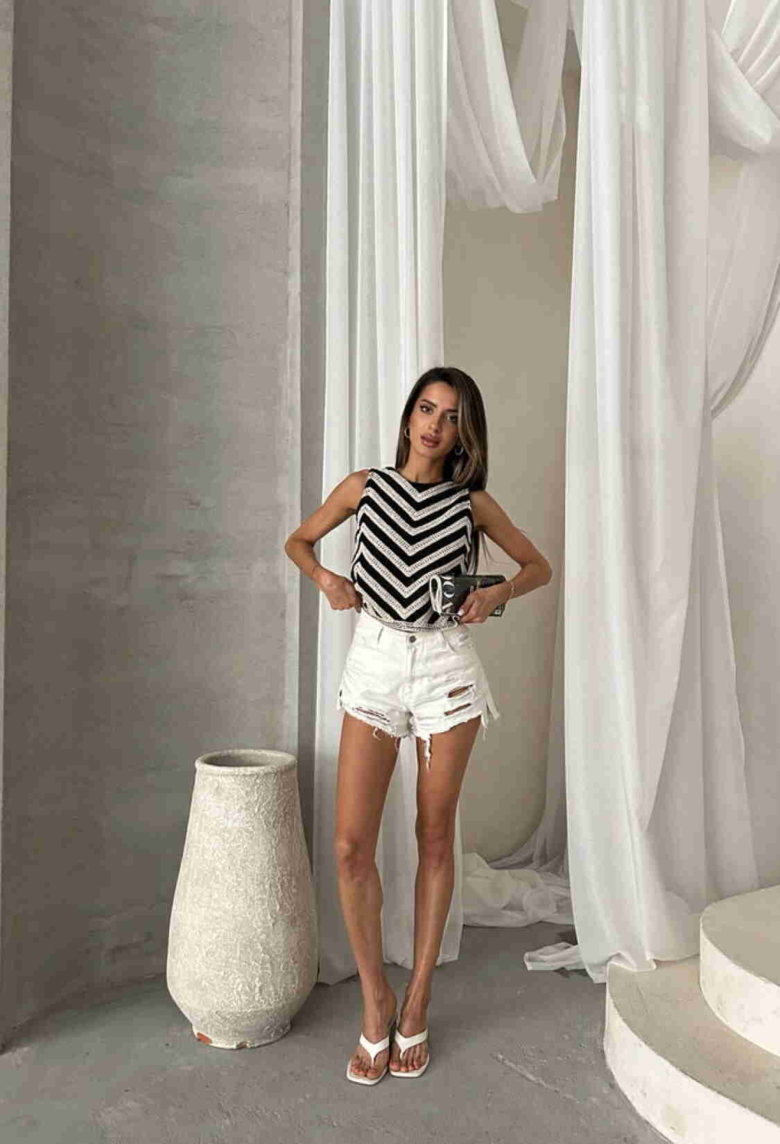 Sleeveless Zebra Pattern Blouse - Black - Brand: Topshow - Women & Kids, Baby Clothes Wholesale - TheBS Women