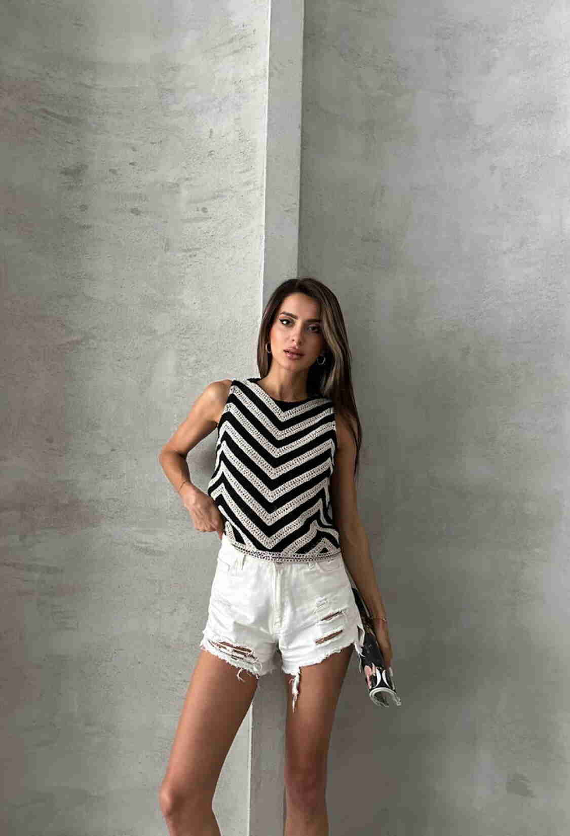 Sleeveless Zebra Pattern Blouse - Black - Brand: Topshow - Women & Kids, Baby Clothes Wholesale - TheBS Women