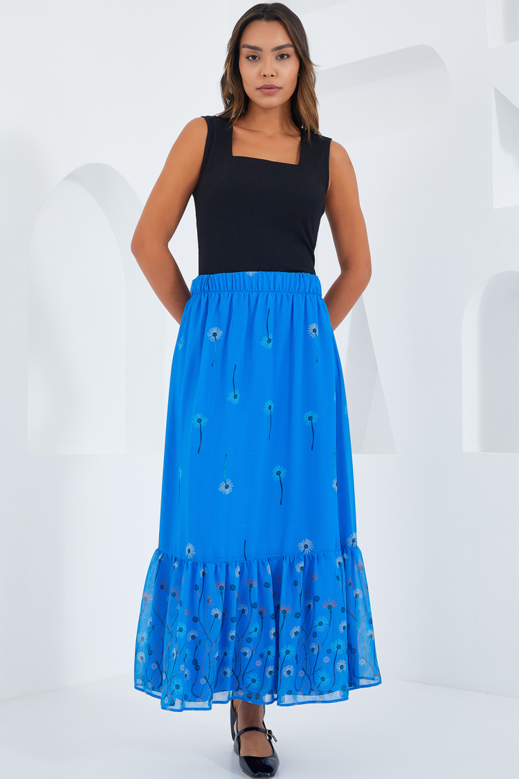 Saks Patterned Chiffon Skirt 8010 - Brand: Bigdart - Women & Kids, Baby Clothes Wholesale - TheBS Women