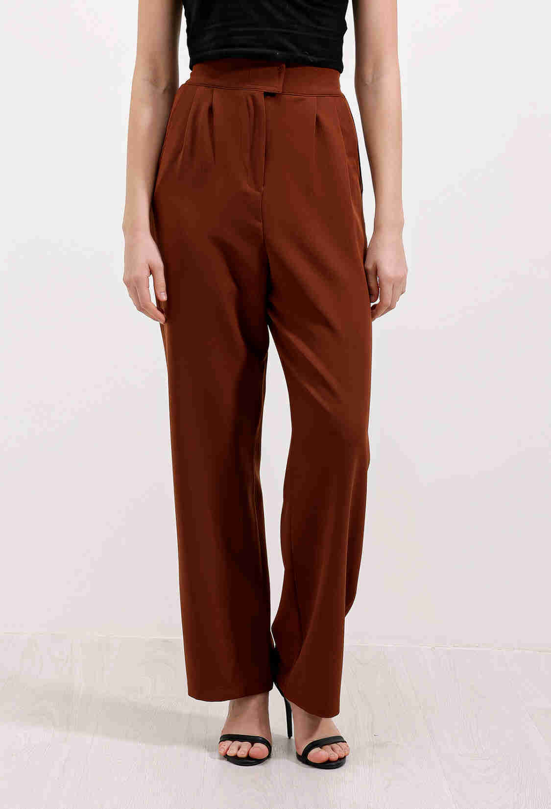 Brown High Waist Fabric Trousers 6612 - Brand: Bigdart - Women & Kids, Baby Clothes Wholesale - TheBS Women