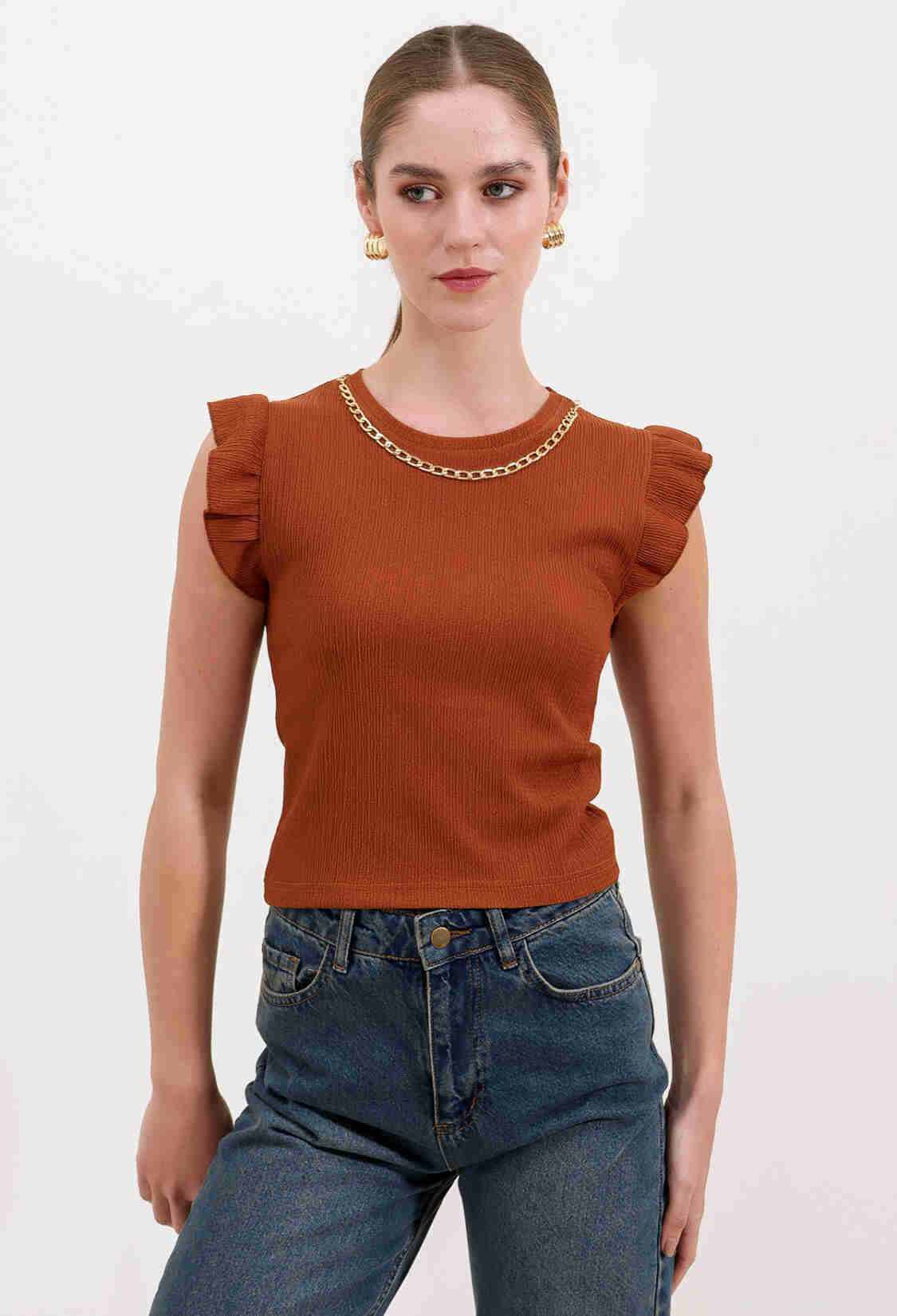 Knitted Blouse - Tan - Brand: Bigdart - Women & Kids, Baby Clothes Wholesale - TheBS Women