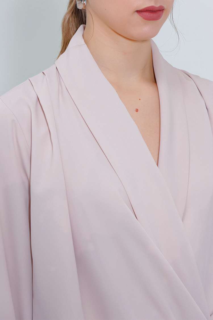 Cream Double Breasted Collar Flowy Satin Blouse 0492 - Brand: Bigdart - Women & Kids, Baby Clothes Wholesale - TheBS Women