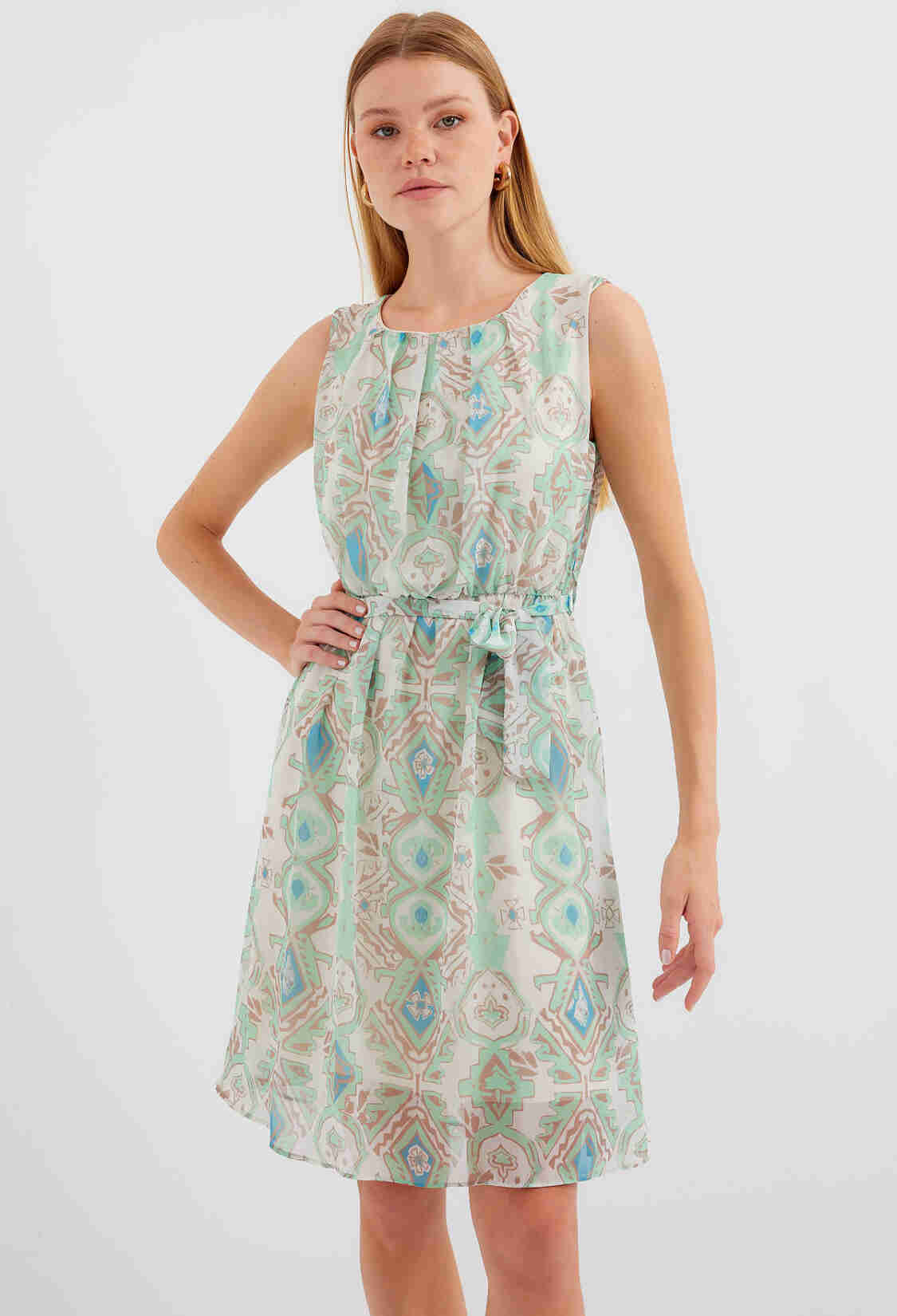 Patterned Zero Sleeve Chiffon Dress - Brand: Bigdart - Women & Kids, Baby Clothes Wholesale - TheBS Women