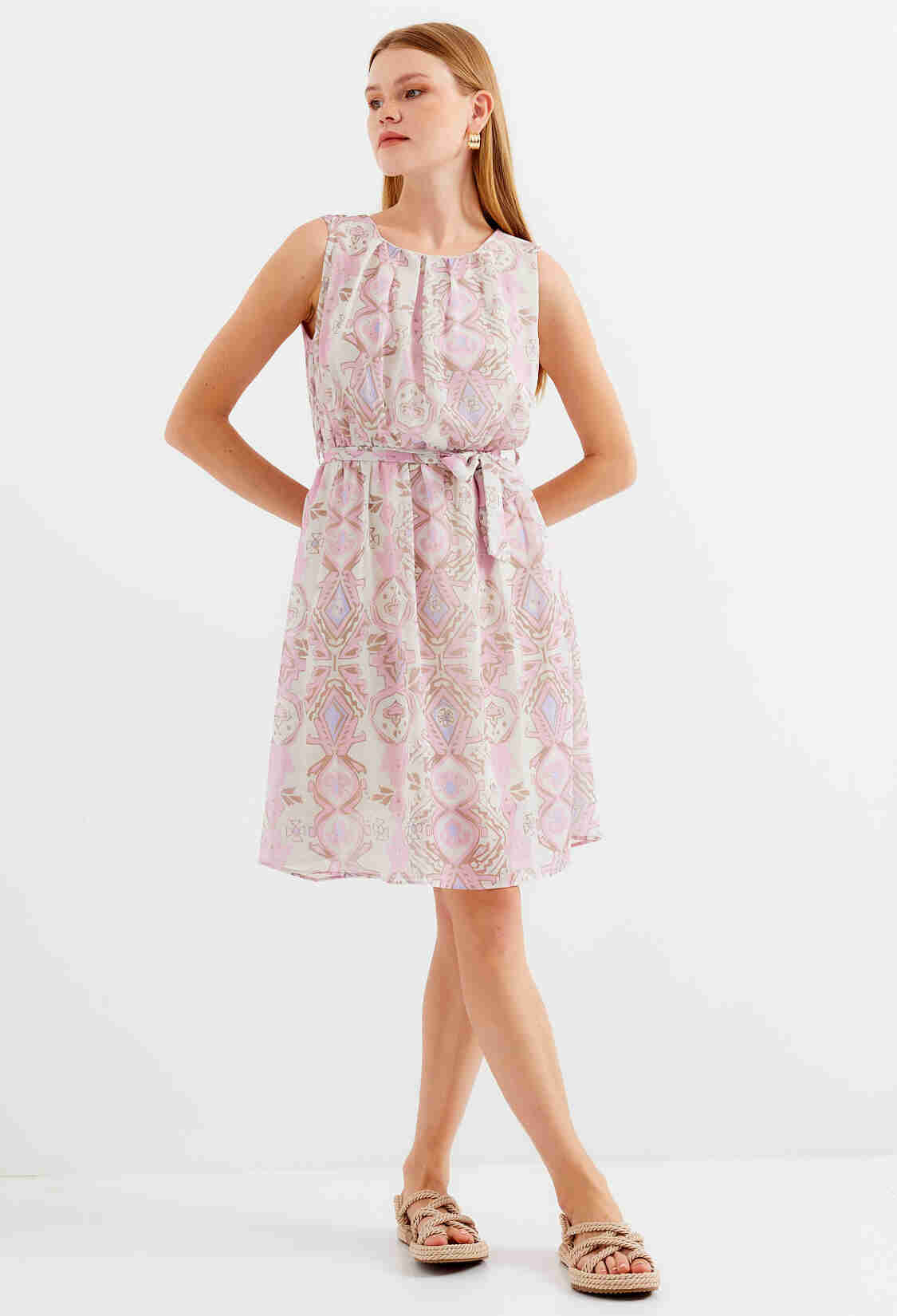 Patterned Zero Sleeve Chiffon Dress - Brand: Bigdart - Women & Kids, Baby Clothes Wholesale - TheBS Women