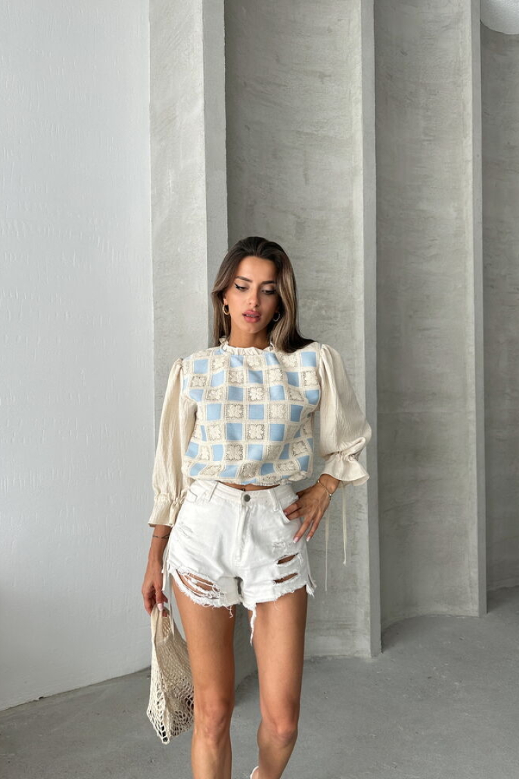 StoneLace Detailed Blouse - Brand: Topshow - Women & Kids, Baby Clothes Wholesale - TheBS Women