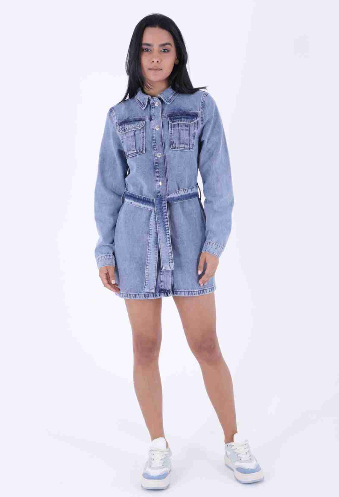 Belted Snap Denim Dress - Brand: XLove - Women & Kids, Baby Clothes Wholesale - TheBS Women