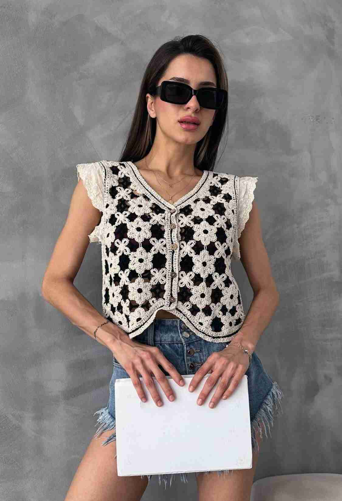 Stone Black Buttoned Vest - Brand: Topshow - Women & Kids, Baby Clothes Wholesale - TheBS Women