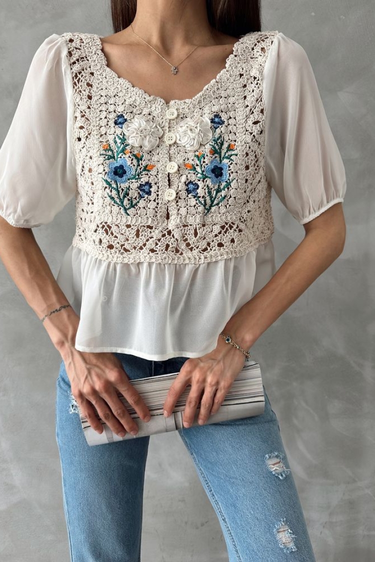 StoneEmbroidered Blouse - Brand: Topshow - Women & Kids, Baby Clothes Wholesale - TheBS Women
