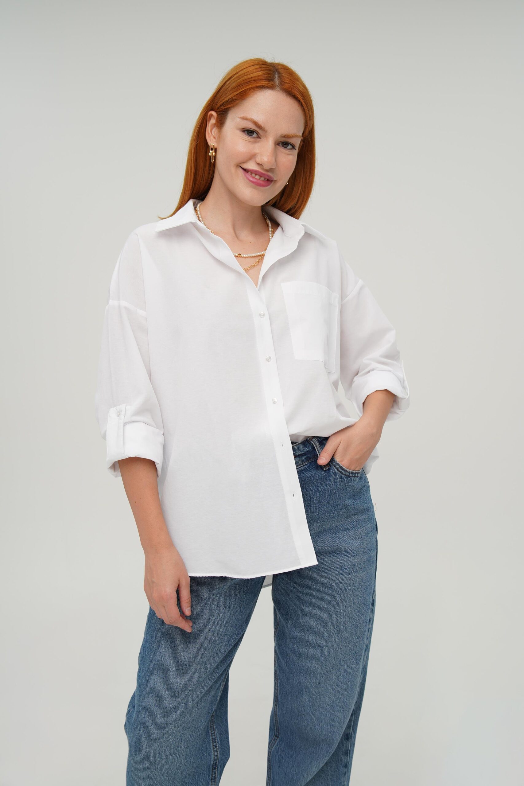 Single Pocket Wholesale Ecru Shirt - Brand: Lustrin - Women & Kids, Baby Clothes Wholesale - TheBS Women